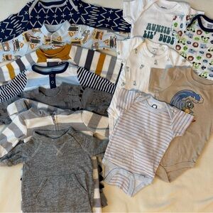 Assorted Baby Boy Rompers and Onesies 12 count 3-6 months